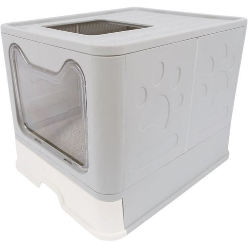 Toilette - M PETS - SILE TOP - Grigio - 51 x 41 x 12,5 cm - Pratico cassetto scorrevole, estraibile, pala inclusa