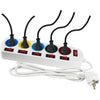 Multipresa - GAO - 5 prese - Con interruttori, 16A, 230V