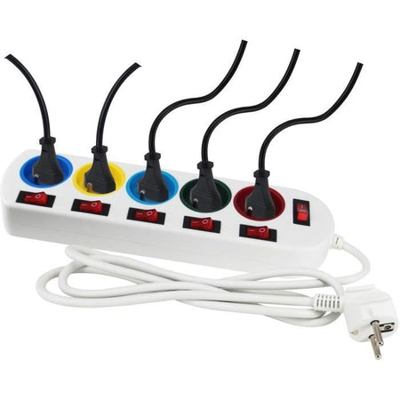 Multipresa - GAO - 5 prese - Con interruttori, 16A, 230V