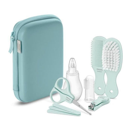 Kit per la cura del bambino Philips Avent, tagliaunghie, forbici, 3 lime, pettine, spazzola per capelli, aspiratore nasale e spazzolino da denti