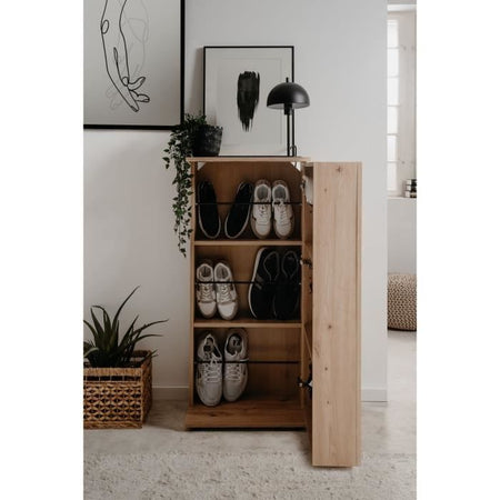 Scarpiera Satos - Rovere Artisan - 100 x 110 x 34 cm - Capacità 12 paia