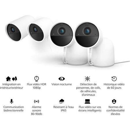Telecamera cablata Philips Hue Secure - HD 1080P - Per interni ed esterni - Controllo con un'unica app - Bianco