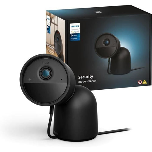 Telecamera cablata Philips Hue Secure con supporto da tavolo - HD 1080P - Per interni o esterni - Nero