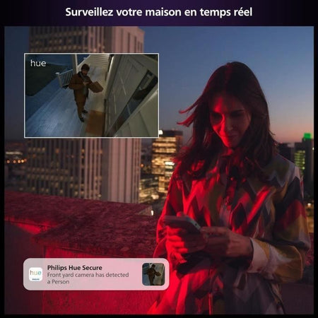 Telecamera cablata Philips Hue Secure con supporto da tavolo - HD 1080P - Per interni o esterni - Nero