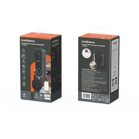 Kit campanello connesso - LINK2HOME - Wi-Fi - Audio bidirezionale - Campanello wireless - SD da 8 GB