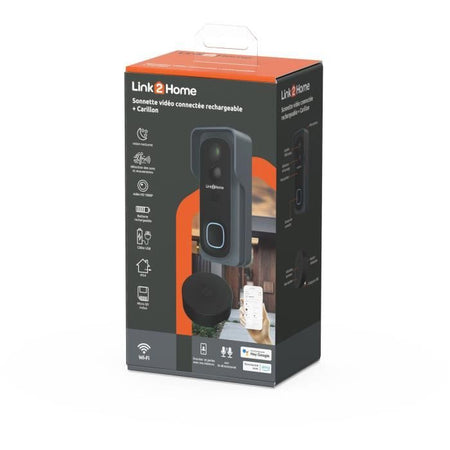 Kit campanello connesso - LINK2HOME - Wi-Fi - Audio bidirezionale - Campanello wireless - SD da 8 GB