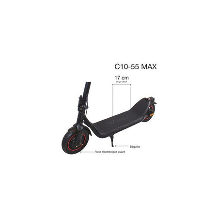 Monopattino elettrico Wispeed C10-55 Max 15,6 Ah 36 V 10'''' Nero 350 W nominali - Cerchio rosso