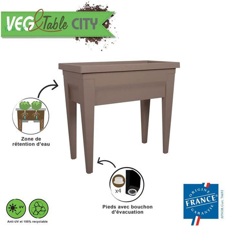 EDA Area vegetale con tavolo City Veg & Table - 73 x 38,5 x H 68 cm - 57 L - Taupe