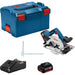 Sega circolare a batteria BOSCH PROFESSIONAL GKS 18V-57 G (2 batterie 4.0Ah, caricabatteria GAL 18V-40 e custodia L)