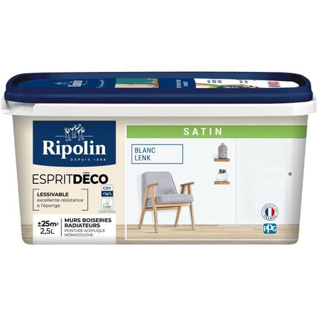 Pittura decorativa a spirito multisupporto - RIPOLIN - 446523 - Bianco Lenk - Satinato - 2,5 L