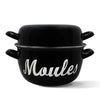 Pentola per cozze - MENASTYL - 3645564 - Acciaio smaltato - Nero - 24 cm - Con scritta - Tutti i piani cottura, inclusa induzione