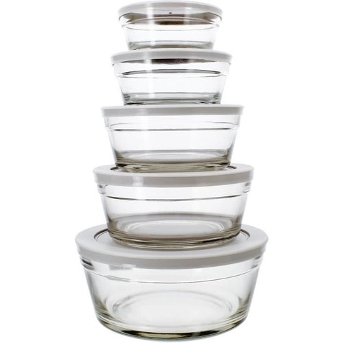 Set di 5 ciotole - MENASTYL - 5039038 - 150 ml, 230 ml, 400 ml, 610 ml e 940 ml - Coperchi in plastica resistente