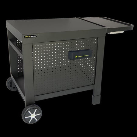 Carrello COOK'IN GARDEN REVA 110 PREMIUM - 100% metallo - Piano di lavoro (L.108 x P.55 cm) - 1 ripiano basso, 1 gonna, 1 alzatina