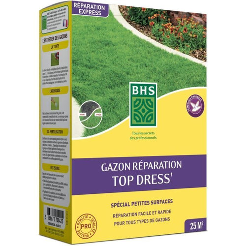 Top Dress' Lawn Repair - BHS - 500g  20 mq  Semi rivestiti per una migliore adesione al terreno.