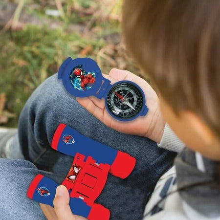 SPIDER-MAN - Kit da avventuriero - Walkie-Talkie portata 120 m, binocolo, torcia e bussola
