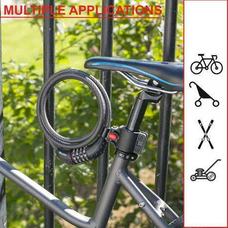 Lucchetto per bicicletta - MASTER LOCK - 8120EURDPRO - Cavo in acciaio intrecciato - Lunghezza 1,8 m