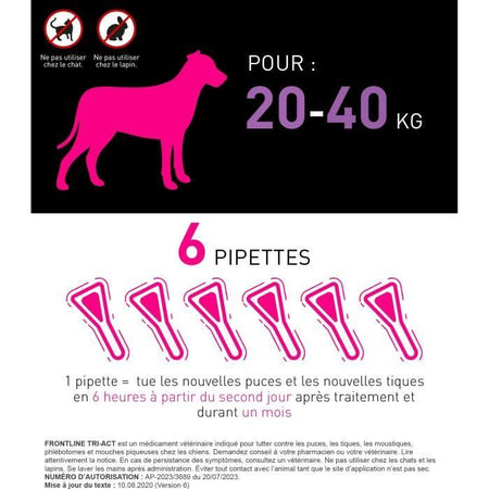 FRONTLINE TRI-ACT 20-40kg - 6 pipette