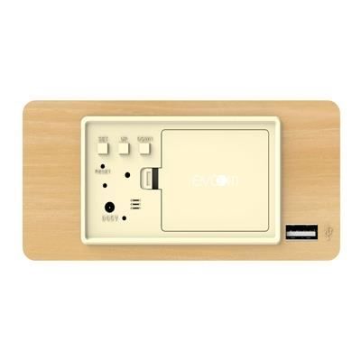 Sveglia 4 in 1: Display Ora Data Giorno Temperatura - EVOOM - LEGNO - Legno naturale