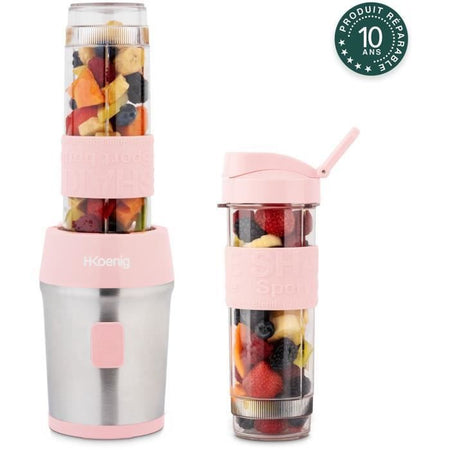 Mini frullatore - SMOO12 - 300 W - 570 mL - Rosa pastello - 2 bottiglie d'acqua incluse