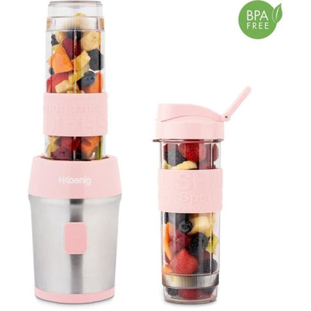 Mini frullatore - SMOO12 - 300 W - 570 mL - Rosa pastello - 2 bottiglie d'acqua incluse