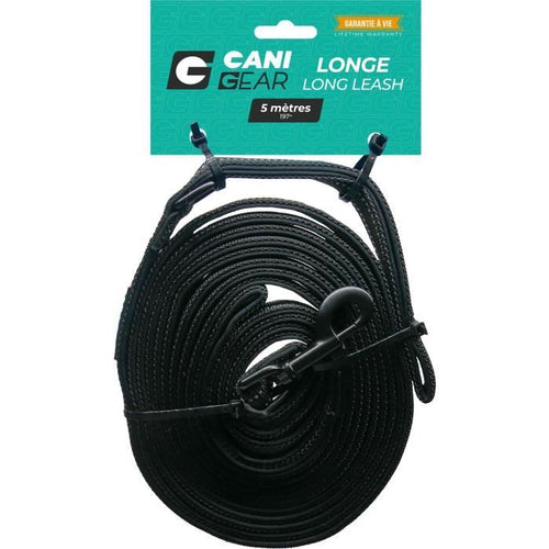Guinzaglio per cani - CANI GEAR - 5 m - Neoprene morbido con maniglia - Nero