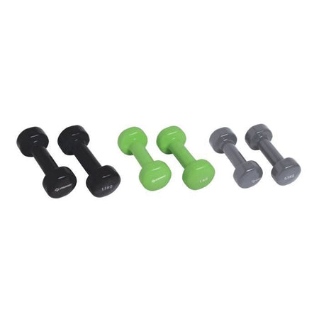 Set di manubri - SCHILDKROT - 2 x 0,5 kg antracite - 2 x 1,0 kg verde lime - 2 x 1,5 kg nero - ghisa + vinile - Valigia con maniglia