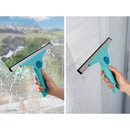 Leifheit Pro Reach 51425 M Tergivetro 2 in 1, tergivetro per doccia da 28 cm con snodo mobile e bordo antigoccia, sistema Click
