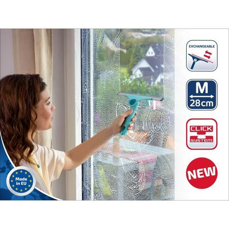 Leifheit Pro Reach 51425 M Tergivetro 2 in 1, tergivetro per doccia da 28 cm con snodo mobile e bordo antigoccia, sistema Click