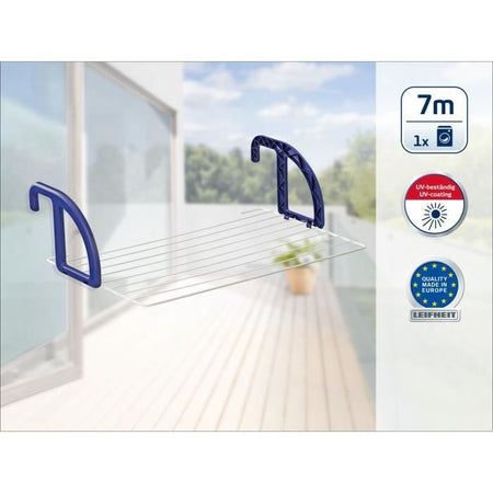 LEIFHEIT 83056 Stendibiancheria da balcone 7 metri CLASSIC 70 bianco e blu