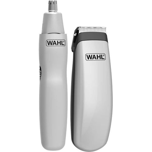 Kit barba da viaggio - WAHL - TRAVEL KIT - Rifinitore a batteria - Rifinitore per peli naso/orecchie - 6 impostazioni - Grigio