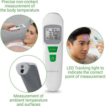 Termometro - MEDISANA - TM 760 - Senza contatto - Misurazione precisa Mirino LED - Segnale acustico - Memorie - Dispositivo medico certificato