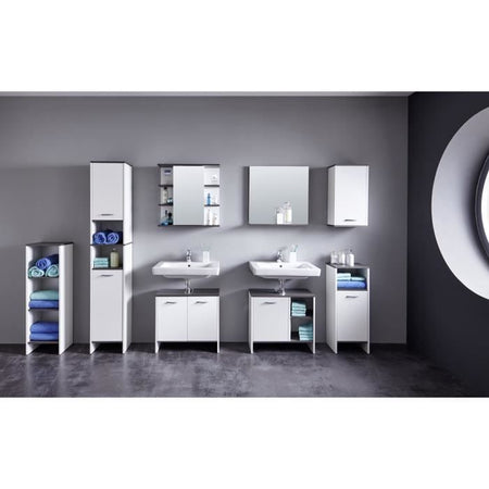 trendteam smart living Armadietto a specchio con molto spazio per riporre gli oggetti, Bianco/Argento fumo, 32 x 82 x 99 cm
