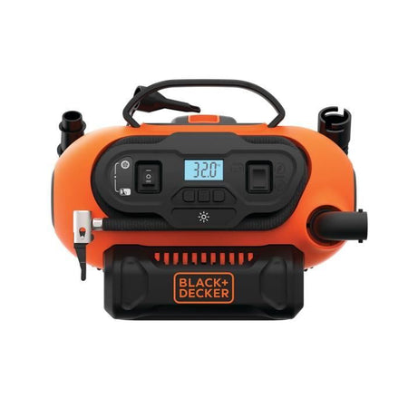 BLACK + DECKER BDCINF18N-QS Gonfiatore-Compressore con o senza filo - Batteria 18 V / Cavo 220 V - 11 Bar / 160 PSI - 3 Aghi