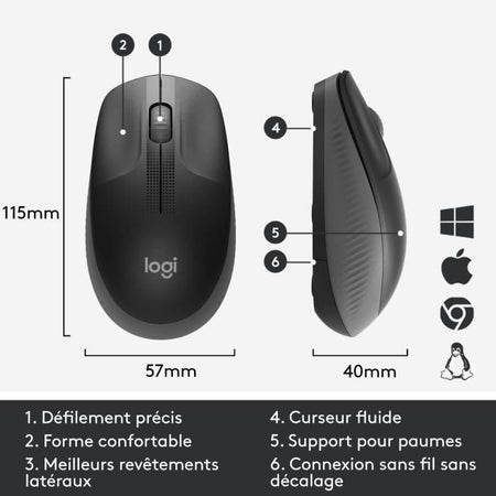 LOGITECH - Mouse wireless M190 nero