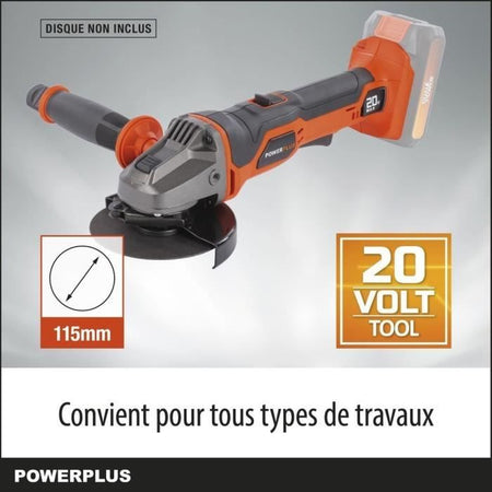 GRANDER ANGOLO WIRELESS 20V 115mm + Avvio progressivo - Dual Power Powdp35100 - consegnato senza batteria o caricabatterie