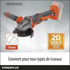 GRANDER ANGOLO WIRELESS 20V 115mm + Avvio progressivo - Dual Power Powdp35100 - consegnato senza batteria o caricabatterie