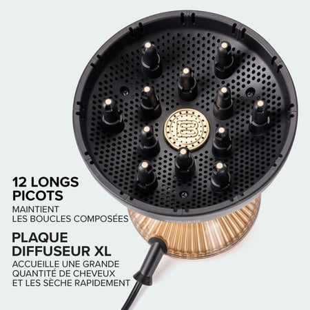 Diffusore d'Aria Calda in Ceramica XL - Bellissima - Diffon Supreme Olio di Argan Per Capelli Ricci - 2 Velocità 3 Temperature