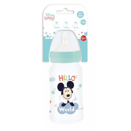 Biberon - Disney Baby - Mickey - 240 ml - Senza BPA - Tettarella in silicone a 3 posizioni