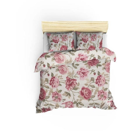 Completo letto - 1 copripiumino 220 x 240 cm + 2 federe 60 x 60 cm - 65% cotone, 35% poliestere - Crema
