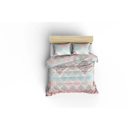 Completo letto - 1 copripiumino 220x240 cm + 2 federe 60x60 cm - 70% cotone, 30% poliestere - Turchese