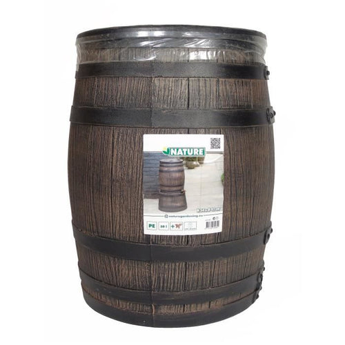 Raccoglitore d'acqua a forma di botte - NATURE - PE rotostampato - 50 litri - Accessori inclusi