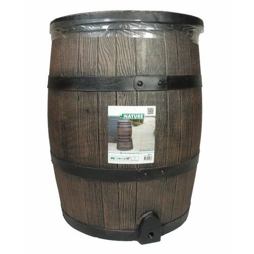 Raccoglitore d'acqua a forma di botte - NATURE - In PE rotostampato - 120 litri - Include accessori