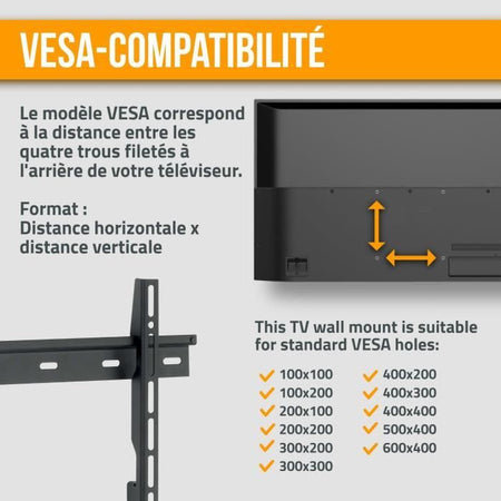 Supporto da parete per TV NANOOK - Ultra piatto - 32-55 pollici - per TV LCD e (O)LED - Nero