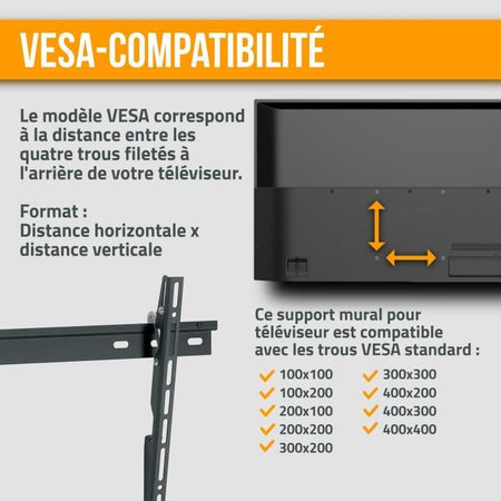 Supporto a parete inclinabile NANOOK per TV da 32-55 pollici - Soluzione di montaggio per TV LCD e (O)LED - Nero