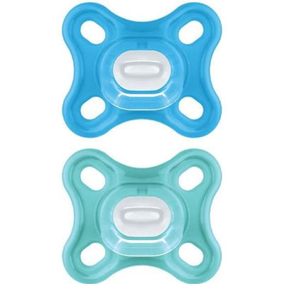 MAM Comfort Ciuccio Fisiologico +0m Blu Set da 2 + Scatola di Immagazzinaggio