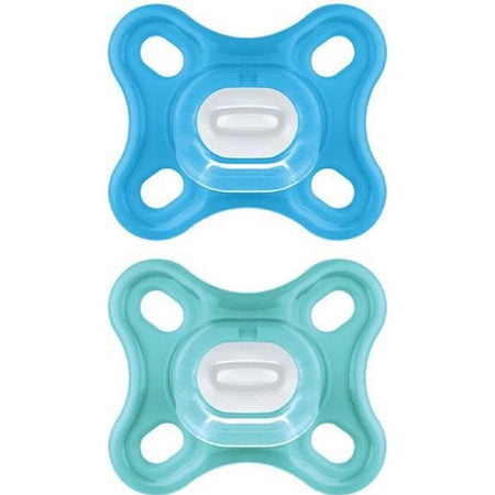 MAM Comfort Ciuccio Fisiologico +0m Blu Set da 2 + Scatola di Immagazzinaggio
