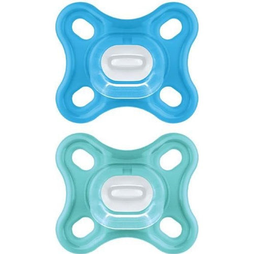 MAM Comfort Ciuccio Fisiologico +0m Blu Set da 2 + Scatola di Immagazzinaggio