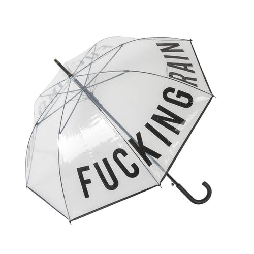FISURA Ombrello trasparente con scritta Fucking Rain