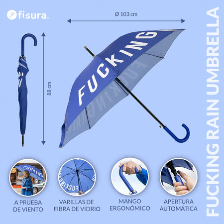 FISURA Ombrello "Fucking Rain" blu