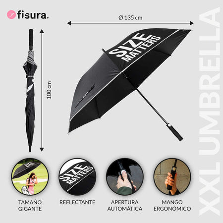 FISURA Ombrello gigante con scritta "Size matters"